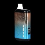 Pulsar vaporizer pen with gradient blue-to-red finish and digital display.