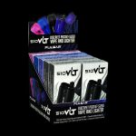 Product shot of Pulsar SIOVLT discreet vape and lighter packaging, featuring black and purple devices with details on variable voltage and electronic pre-heat function.