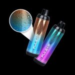 Three colorful Pulsar vaporizers with a close-up showing water droplets on one, against a black background.
