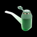 Green Puffco Peak Pro portable dab rig with a quartz insert.