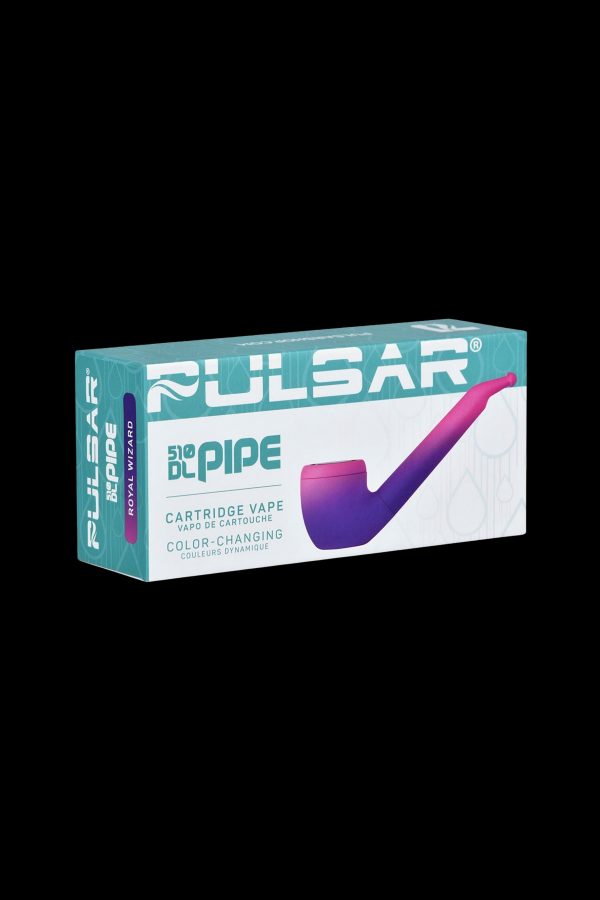 Pulsar Roypipe color-changing cartridge vape packaging with a purple vape pen.
