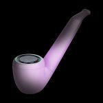 Modern cannabis pipe with glowing purple illumination.