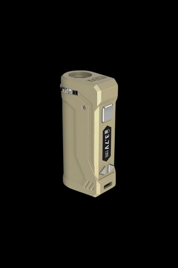 Olive green butane lighter with digital display.
