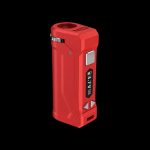 Red electronic dab rig with digital display.