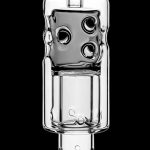 Clear glass bubbler with multiple diffusion holes.