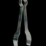 Silver cannabis tweezers against a black background.