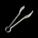 Silver cannabis tweezers on a black background.