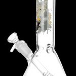 Glass bong with a cat graphic.