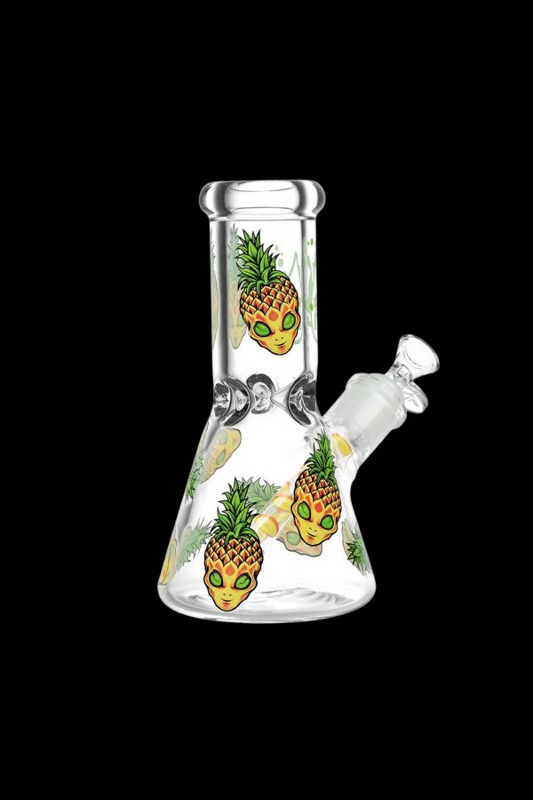 Glass bong with alien pineapple design.