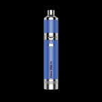 Blue cannabis oil vape pen with “Evolve Plus XL” text.