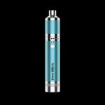 Teal cannabis vaporizer pen with “Evolve Plus XL” branding.