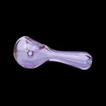Purple glass smoking pipe isolated on a black background.