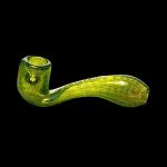 Green glass pipe isolated on a black background.