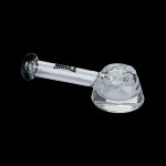 Clear glass pipe with a bulbous bowl, branded with "Pyrex."