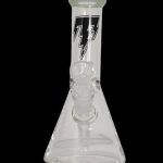 Glass bong with lightning bolt design.
