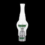 Clear glass dab nail with “ooze” branding against a black background.