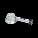Clear glass bubbler pipe with "FOGN" branding.
