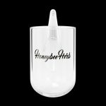 Clear glass Honeybee Herb oil rig with a rounded base and mouthpiece.
