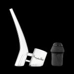 Puffco Peak Pro atomizer and glass bubbler for vaporizing cannabis concentrates.