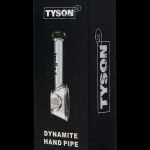 Product packaging for a Tyson 2.0 “Dynamite” hand pipe, featuring a glass pipe silhouette.