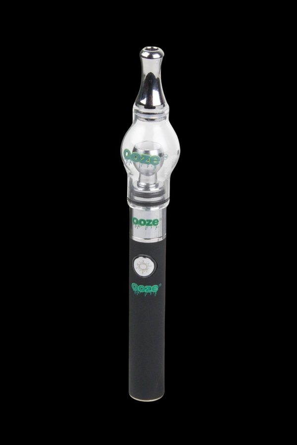 Ooze vape pen with glass oil rig attachment.