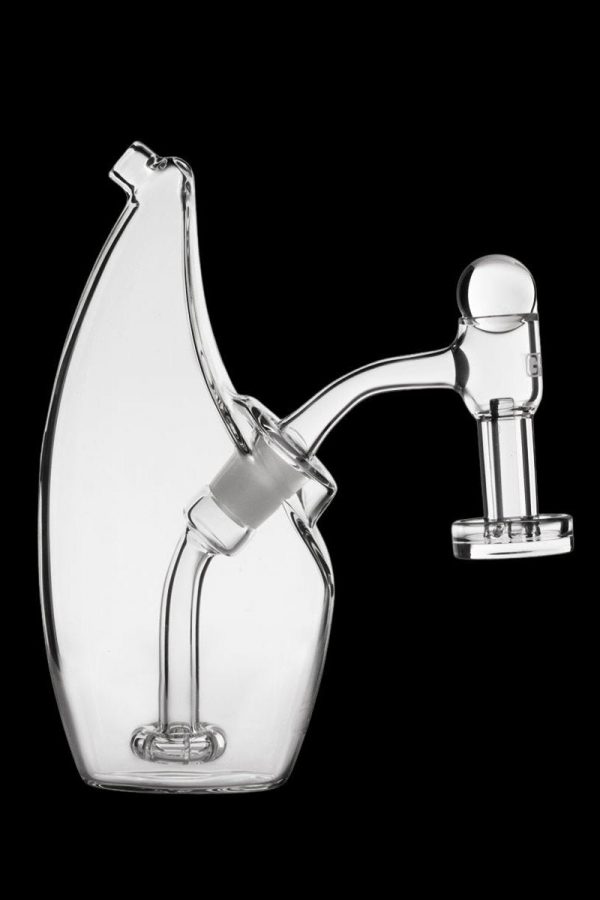 Clear glass dab rig with a bubbler attachment.