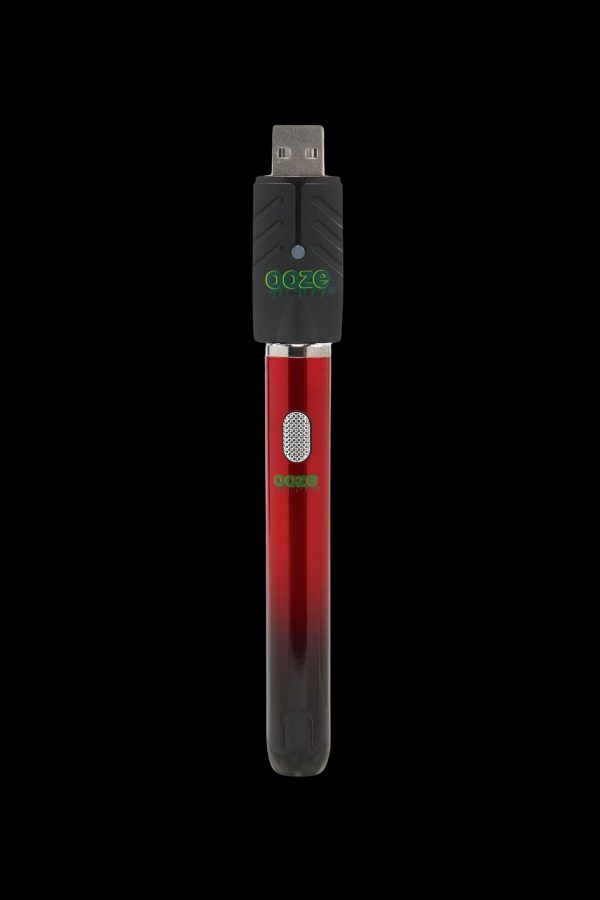Red Goze pen-style cannabis oil vape battery with USB charging.