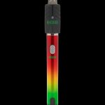 Ooze pen-style vape battery with USB charger, red and green gradient.