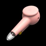 Pink silicone dab rig with glass bowl.