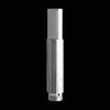 Silver cannabis oil vaporizer cartridge on a black background.