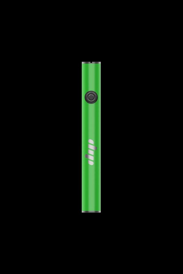 Green cannabis vape pen isolated on a black background.