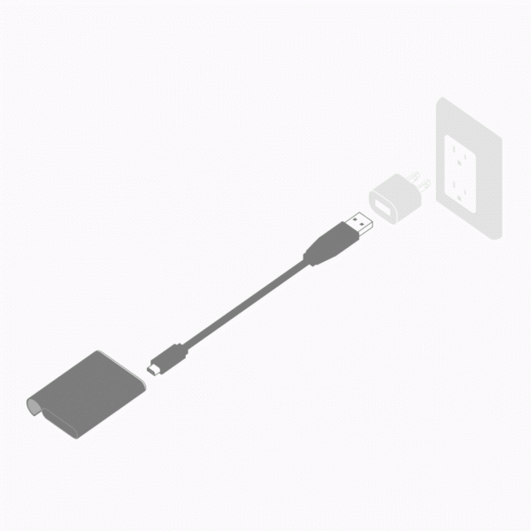 [FEATURE] Charging the Palm - Insert the included Micro USB to the bottom of the Palm Power Supply, then connect the USB to a power adapter or active USB port (not included). For the best performance, charge the Power Supply often after use.