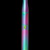 Iridescent cannabis vape pen against a black background.
