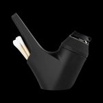 Sleek black cannabis pipe with a visible bowl and mouthpiece.