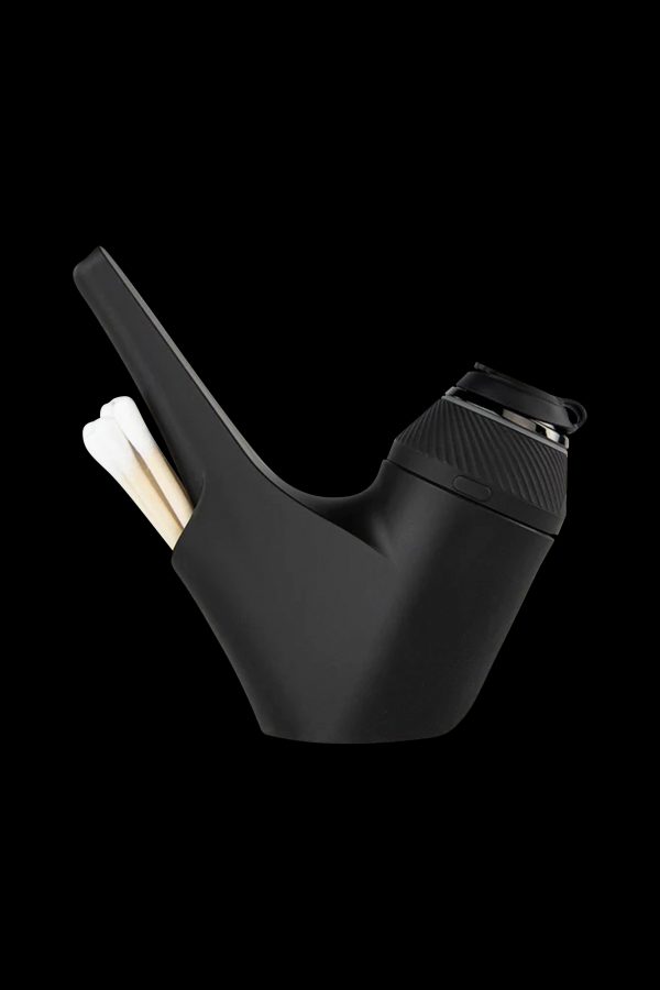 Sleek black cannabis pipe with a visible bowl and mouthpiece.