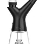 Black ROK electronic dab rig with a glass base and mouthpiece.