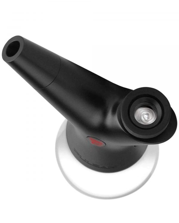 Black cannabis dab rig with a glass base.