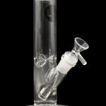 Clear glass water pipe (bong) with ice catcher and removable downstem.