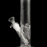 Clear glass water pipe (bong) with ice catcher, isolated on black.