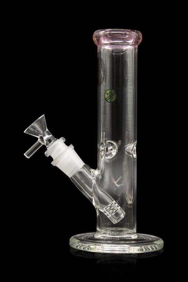 Clear glass water pipe (bong) with ice catch and detachable downstem.