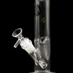 Clear glass water pipe (bong) with a glass bowl accessory, isolated on a black background.