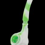 Green and white silicone bubbler for cannabis use.