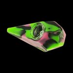 A close-up shot of the Silicone Diamond Hand Pipe with Glass Bowl, showcasing its faceted design and transparent material.