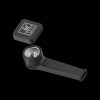 Black cannabis pipe with removable bowl and branded case.