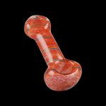 A studio shot of the Simple Colorful Spoon Pipe - Balloon Strings, displaying its curved shape and vibrant coloring against a plain black backdrop.