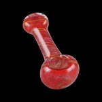 A side view of the Simple Colorful Spoon Pipe - Balloon Strings, showcasing its colorful glass construction.