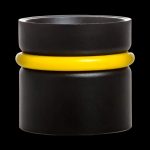 Front view of the Volcano Solid Valve Starter Set, showing a black valve with a clear glass connection.