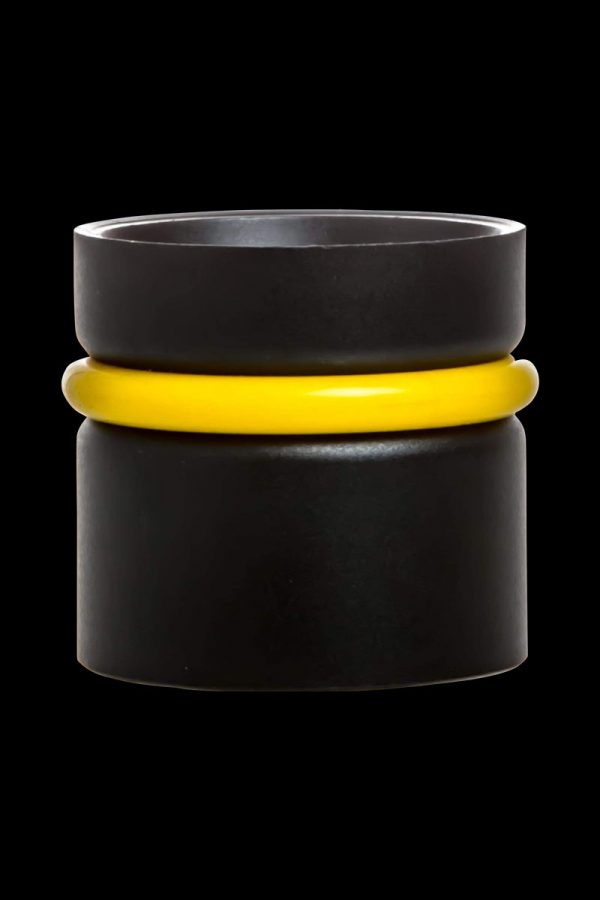 Front view of the Volcano Solid Valve Starter Set, showing a black valve with a clear glass connection.