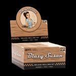 Blazy Susan Deluxe Rolling Kit packaging, featuring a vintage-style illustration and branding, with text indicating it includes papers, tips, and a tray.