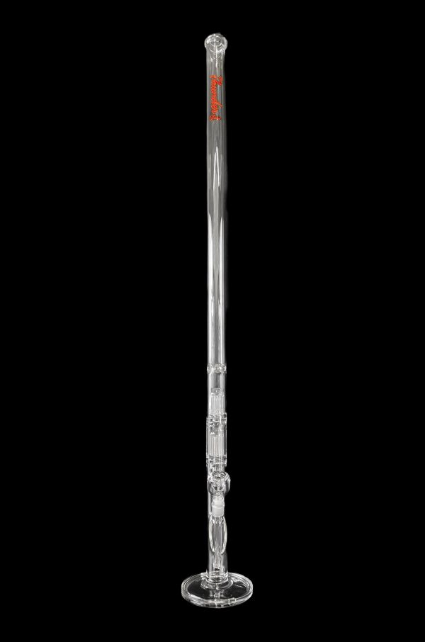 Clear glass bong with percolators, isolated on black.